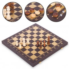 Шахматы, шашки, нарды 3 в 1 кожзам L3508